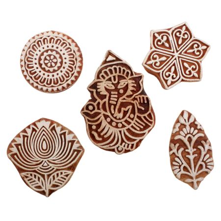Set of 5 Piece New Mix Wooden Printing Blocks